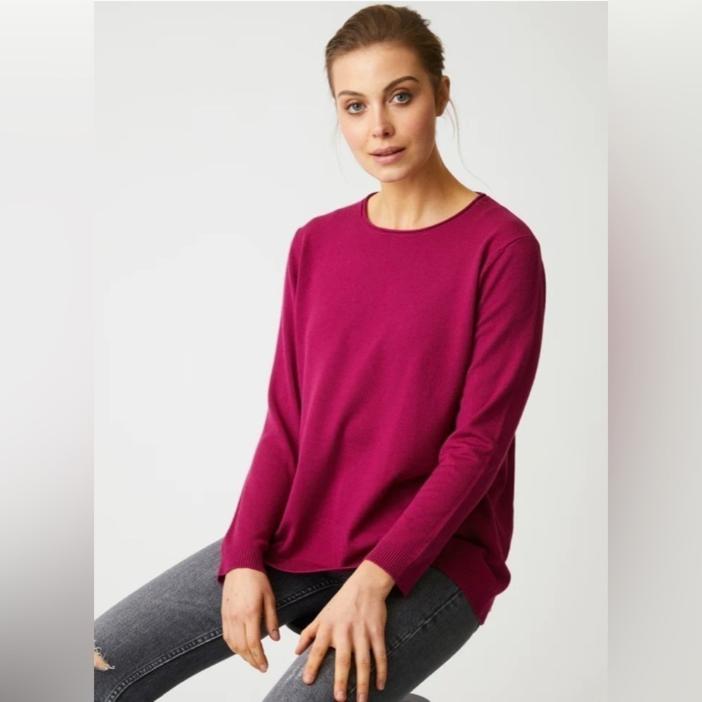 Parkhurst Magenta Pink Fine Knit Long Sleeve Crewneck Sweater Medium